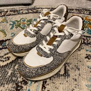 Madewell women’s kickoff trainer sneakers leather/calf hair sneakers size 8.5